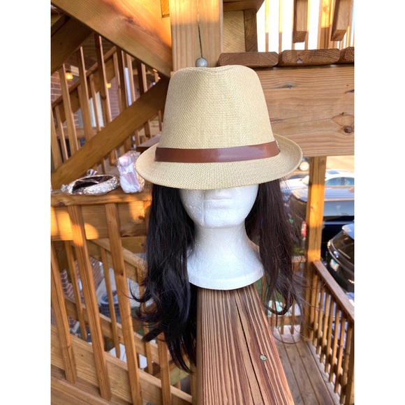 LAST 1! Straw Trilby Fedora Hat with Belt Design - Picture 5 of 5